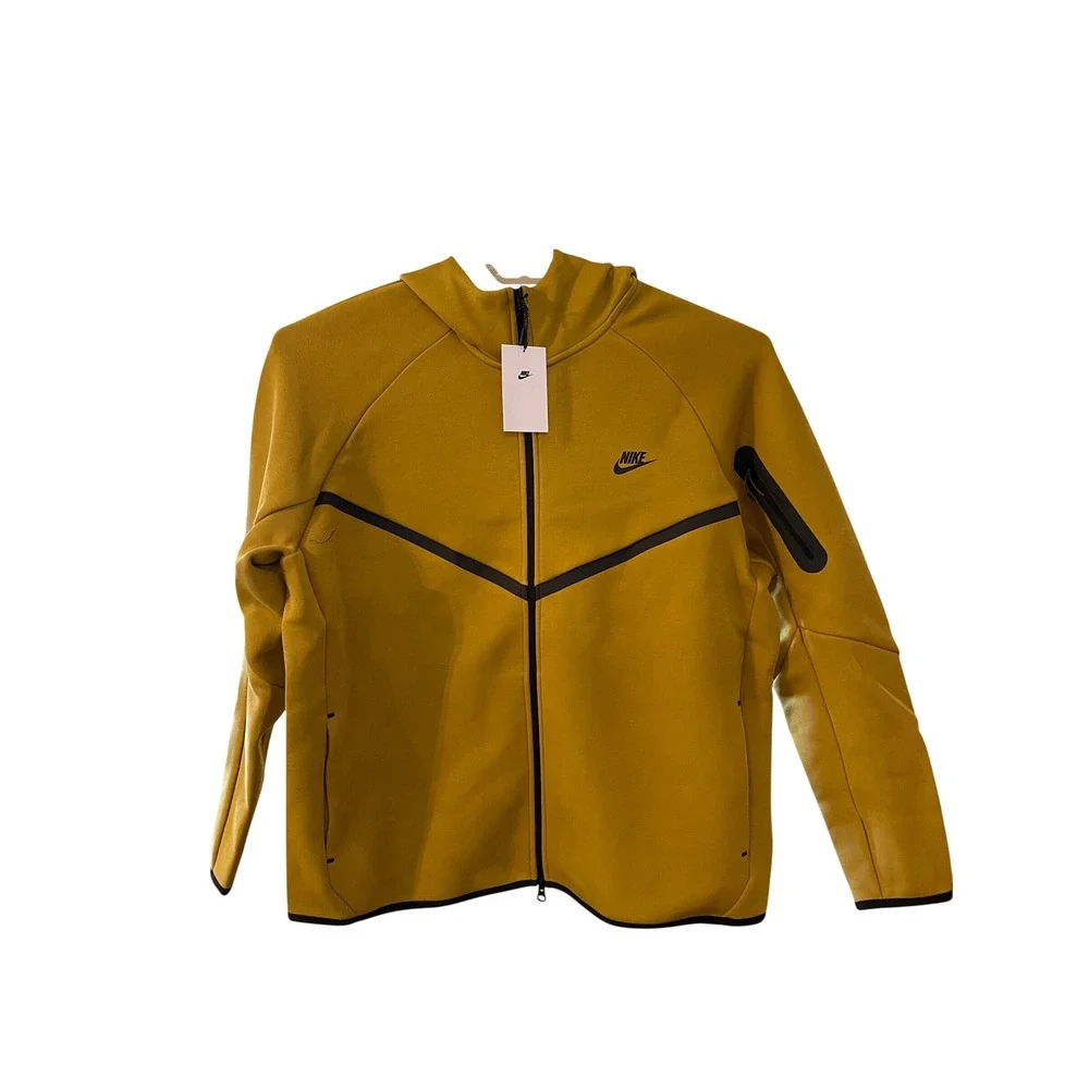 Nike Mens Tech Fleece Full Zip Hoodie Mustard Yellow HV0949-352 XXL NWT
